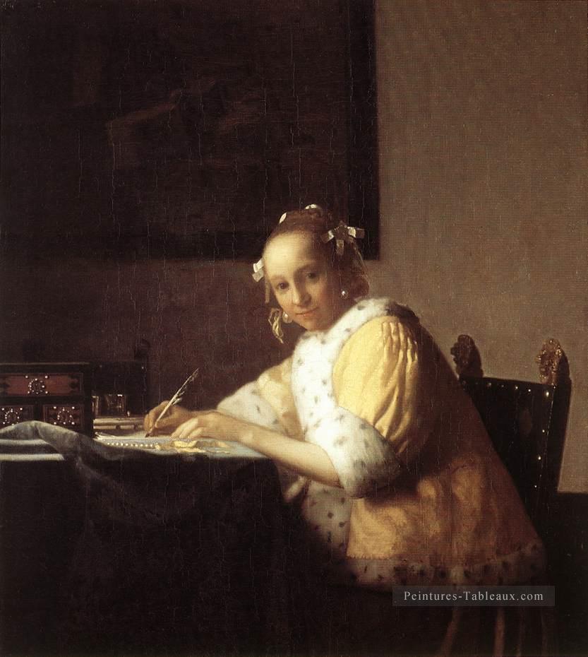 Une dame écrivant une lettre baroque Johannes Vermeer Peintures à l'huile